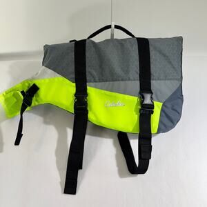 Dog Life Preserver Cabela's XL Black Grey and Bright Yellow Nylon & Hook/ Loop